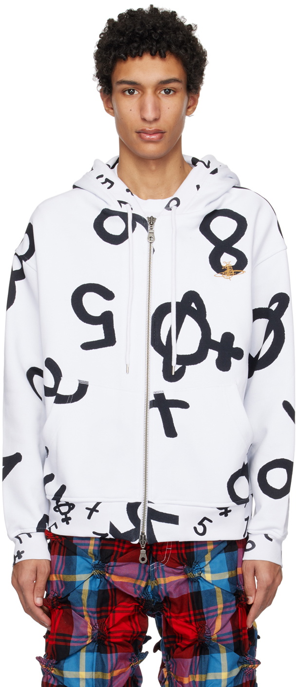 Vivienne Westwood White Rugged Numbers Hoodie Vivienne Westwood