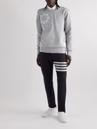 Thom Browne - Embroidered Seersucker-Trimmed Cotton-Jersey Sweatshirt - Gray