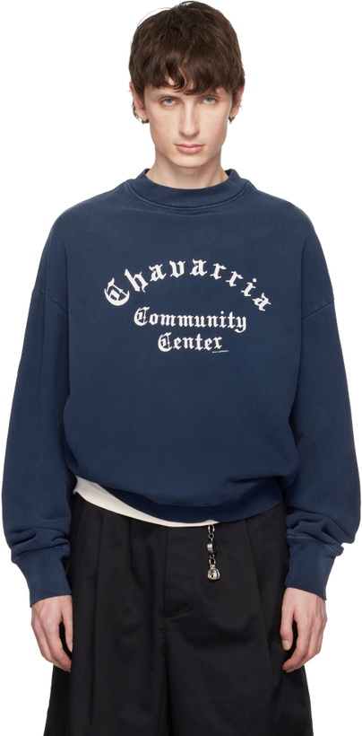 Photo: WILLY CHAVARRIA Navy 'Chavarria Community Center' Hooligan Sweatshirt
