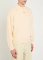 Picante Shaggy Logo-embroidered Cotton-blend Polo Jumper Ivory