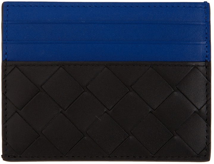 Photo: Bottega Veneta Blue & Black Intrecciato Card Holder