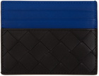 Bottega Veneta Blue & Black Intrecciato Card Holder