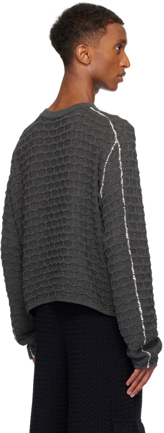 Isa Boulder SSENSE Exclusive Gray Hexagon Sweater Isa Boulder