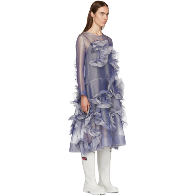 Roberts | Wood Purple Handlinked Wave Sheer Dress
