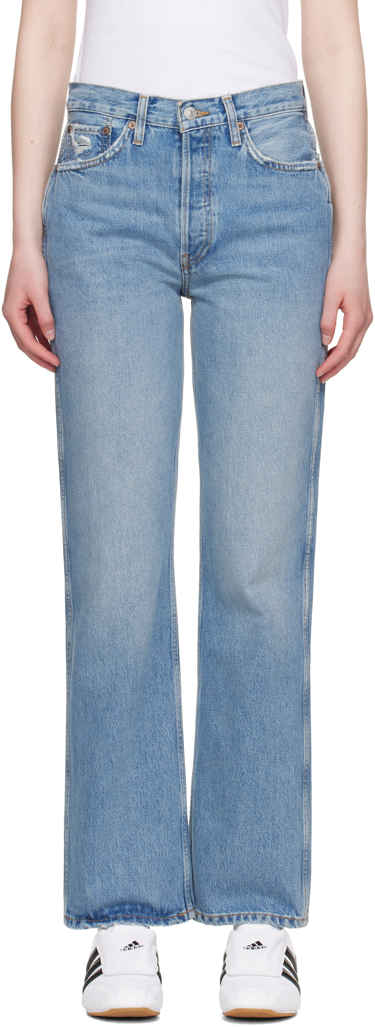 Re/Done Blue High Rise Loose Jeans