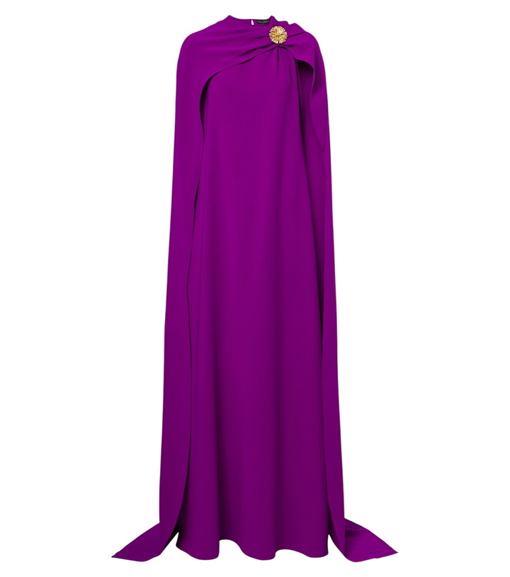 Photo: Oscar de la Renta Embellished caped silk-blend georgette gown