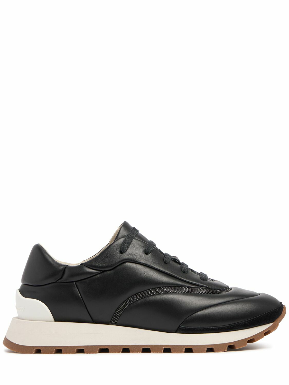 スニーカー Low-top Wool flannel sneakers with leather profiles Low-top wool flannel sneakers with leather profiles BRUNELLO