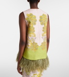 La DoubleJ La Scala feather-trimmed cotton top