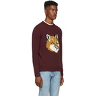 Maison Kitsune Burgundy Fox Head Sweater