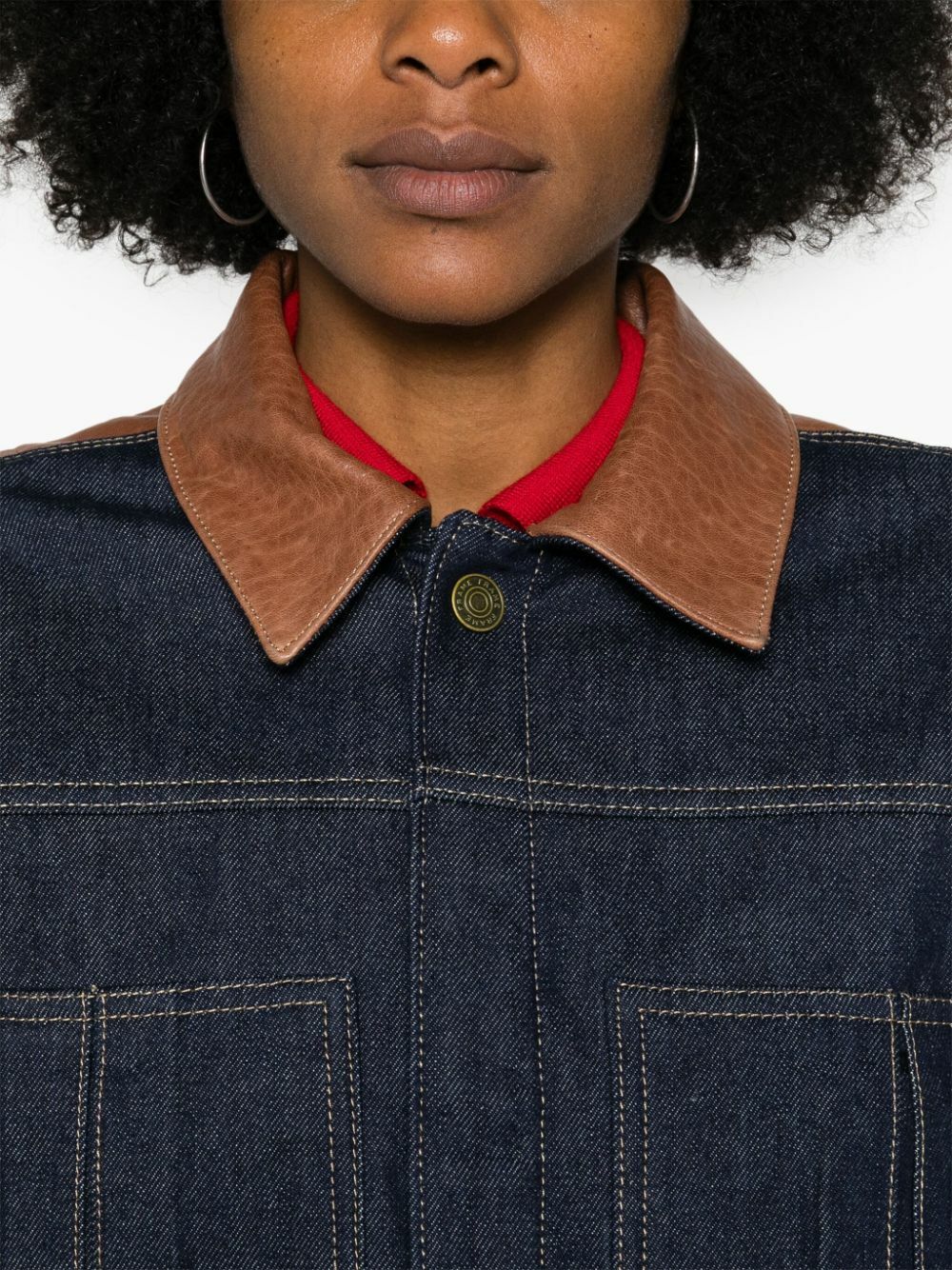 ジャケット・アウター leather trim denim jacket FRAME Blue Leather-Trim Denim Jacket Frame Denim