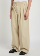 Calvin Klein Baxter Pleated Wide-leg Cotton Trousers Off White