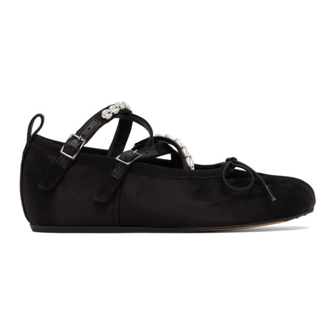 Simone Rocha Black Pearl Criss-Cross Ballerina Flats Simone Rocha