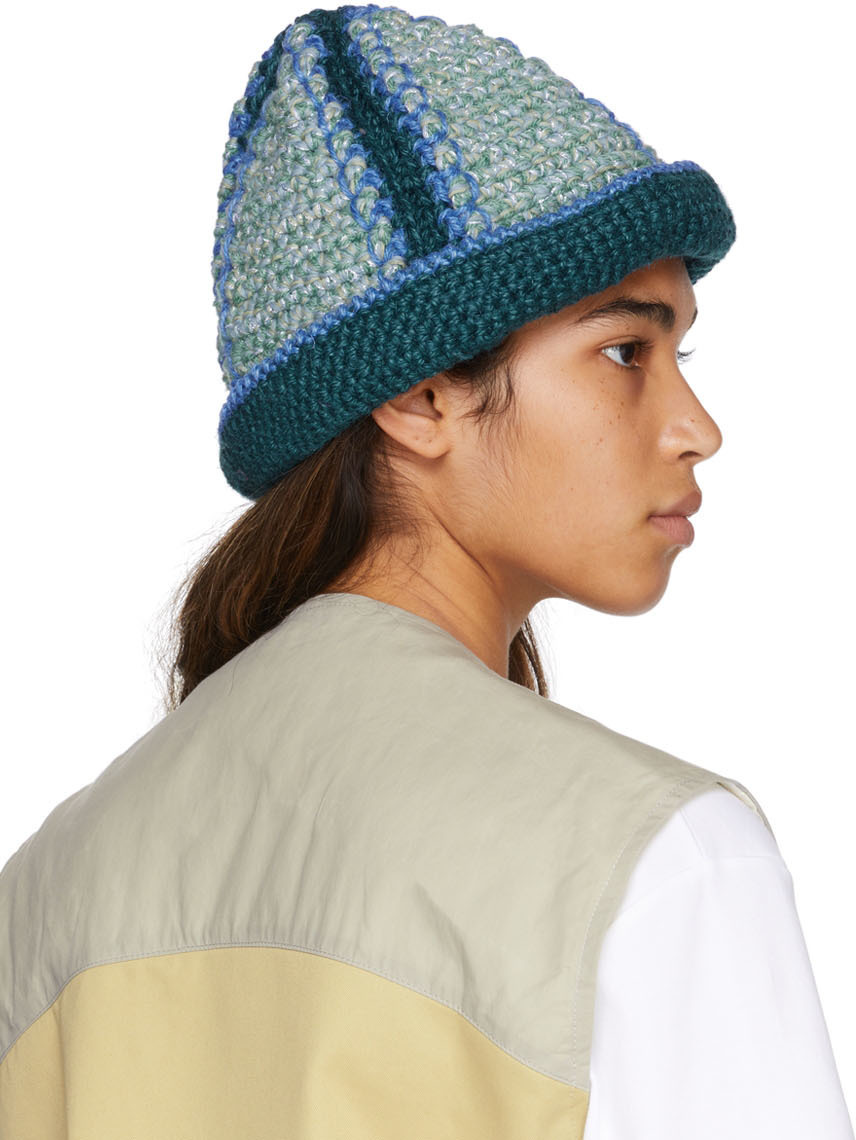 Nicholas Daley Blue & Green Hand-Crochet Bucket Hat