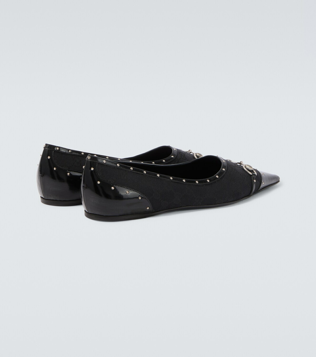 Gucci Horsebit GG Canvas studded flats