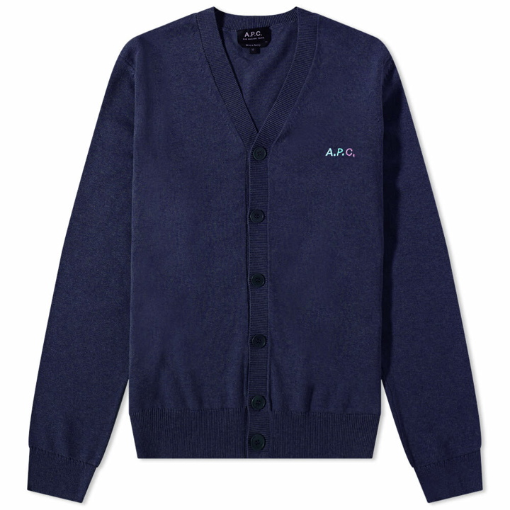 Photo: A.P.C. Men's Joseph Logo Cardigan in Dark Navy