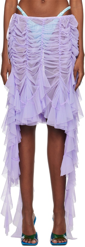 Photo: Ester Manas Purple Ruched Midi Skirt
