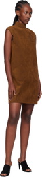AO Yes Brown Cap Sleeve Faux-Suede Minidress
