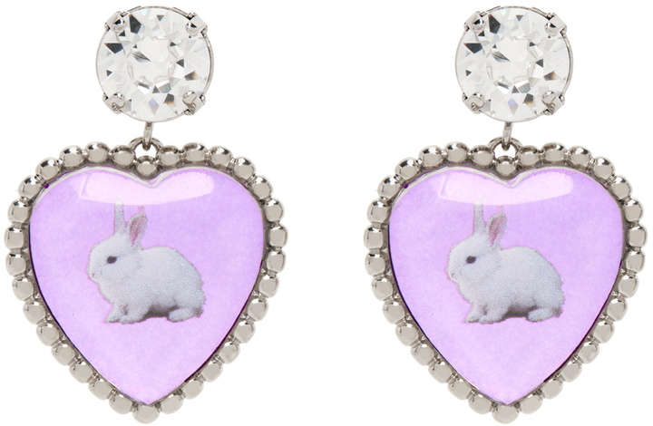 Photo: Safsafu SSENSE Exclusive Silver & Purple Bunny Bff Earrings