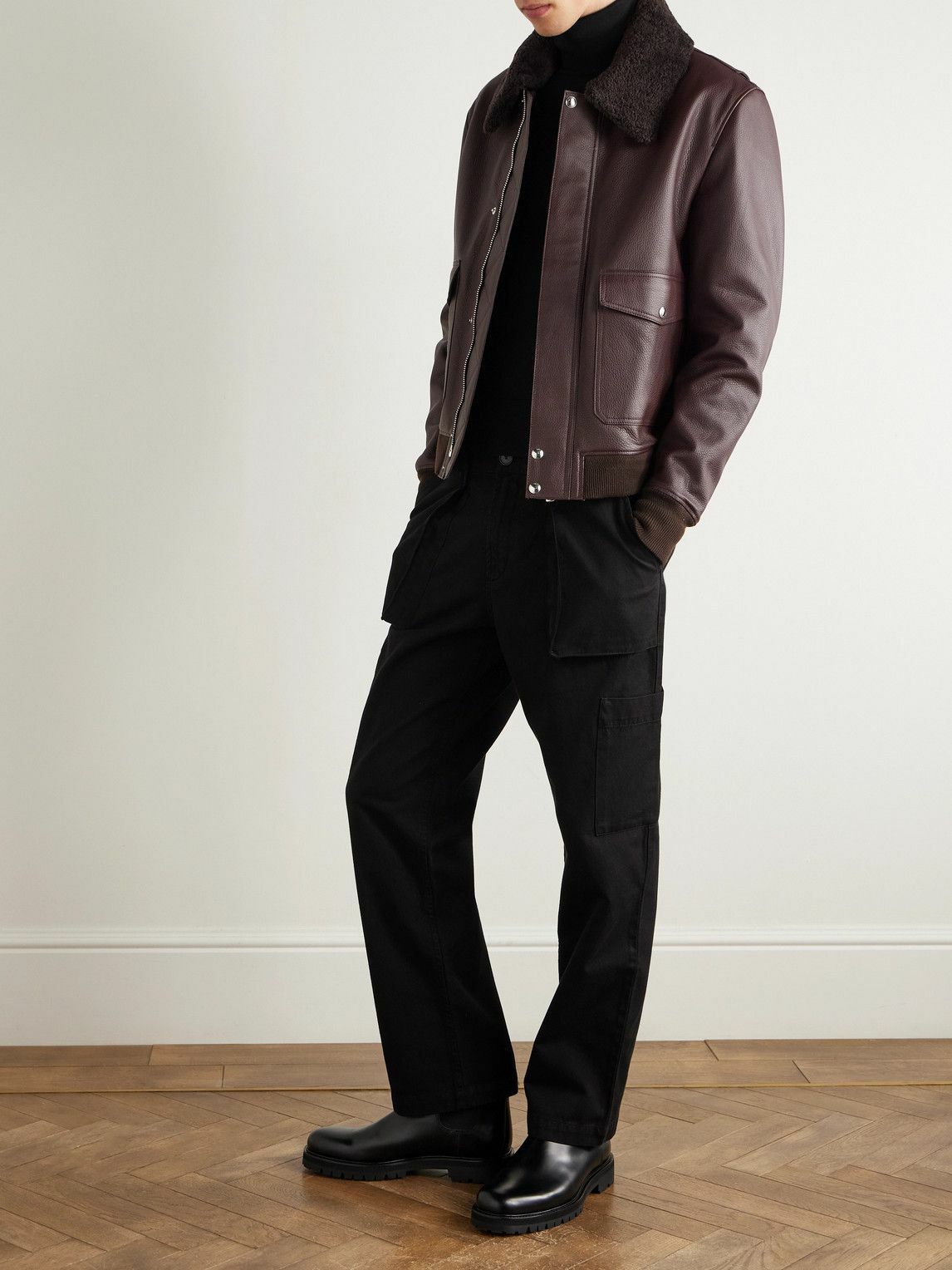 Mr P. - Edward Straight-Leg Cotton-Twill Cargo Trousers - Black