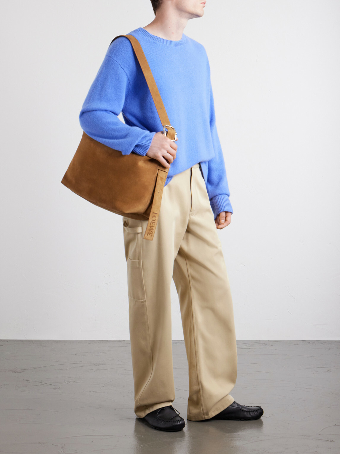 LOEWE - Loop Logo-Debossed Suede Messenger Bag