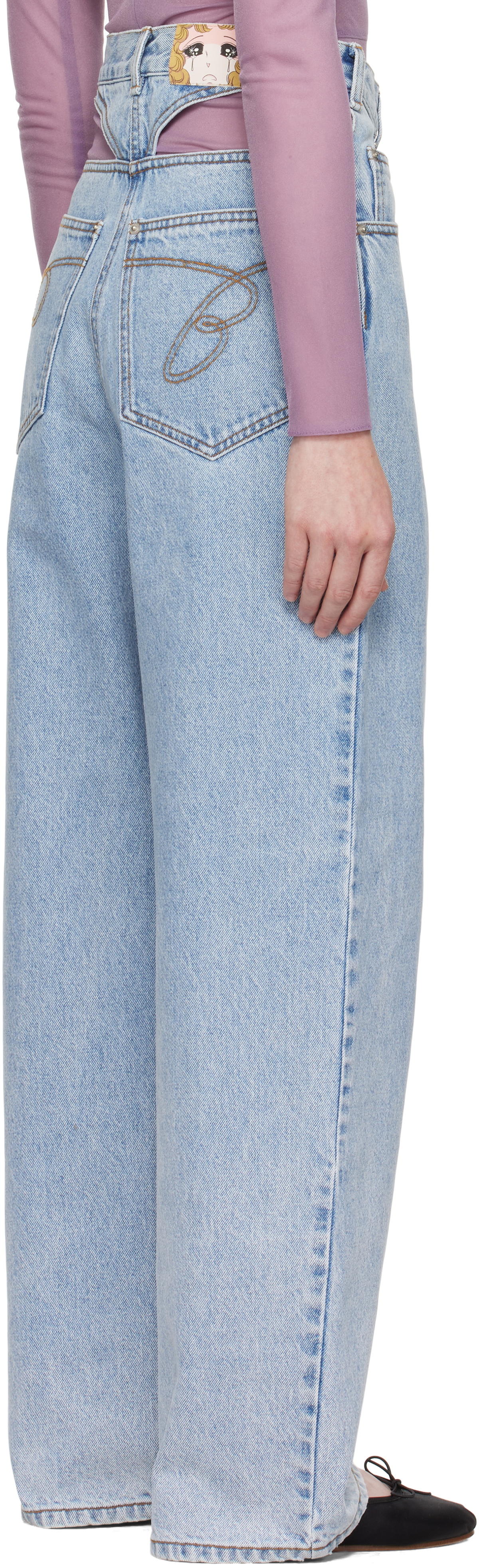 Pushbutton Blue Panty Cutout Jeans