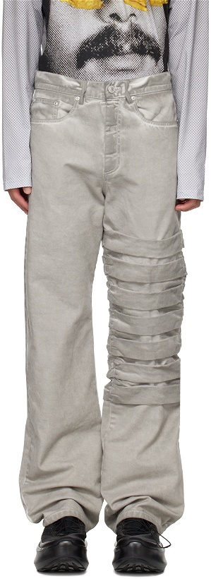 Photo: KUSIKOHC SSENSE Exclusive Gray Half Plaster Jeans