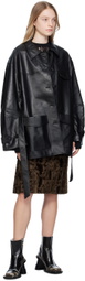lesugiatelier Black Button Faux-Leather Jacket