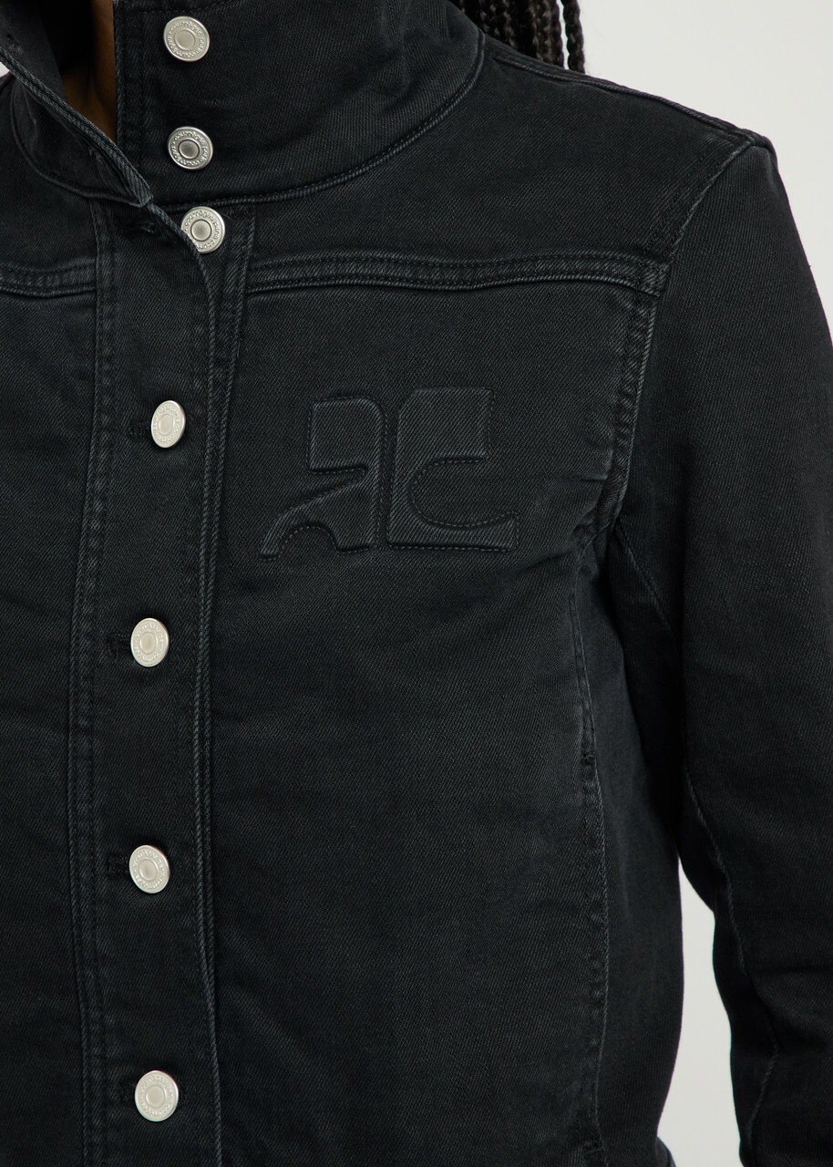 Courrèges Reedition Logo Stretch-denim Jacket Black