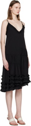 Dries Van Noten Black Asymmetrical Ruffle Minidress