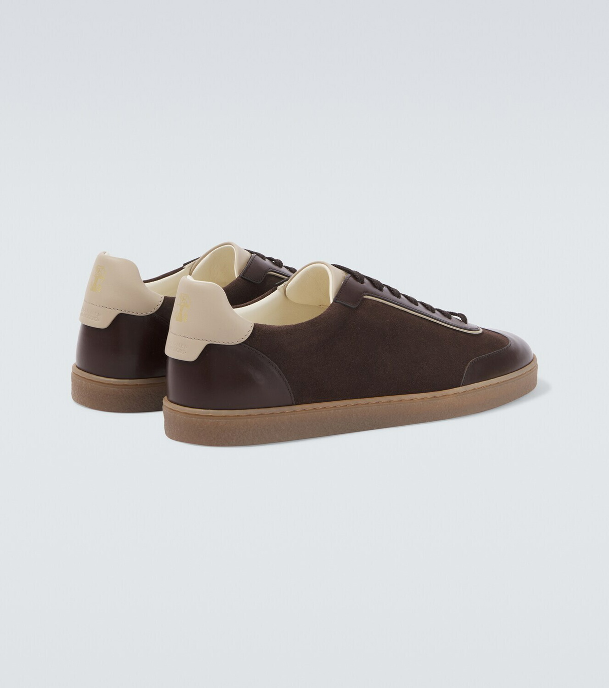 Brunello Cucinelli Leather-trimmed suede sneakers