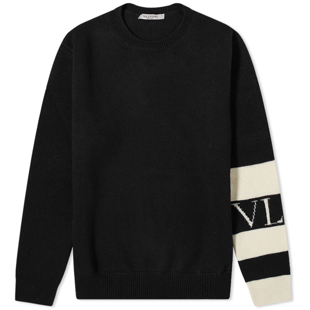 Photo: Valentino Logo Sleeve Stripe Crew Knit