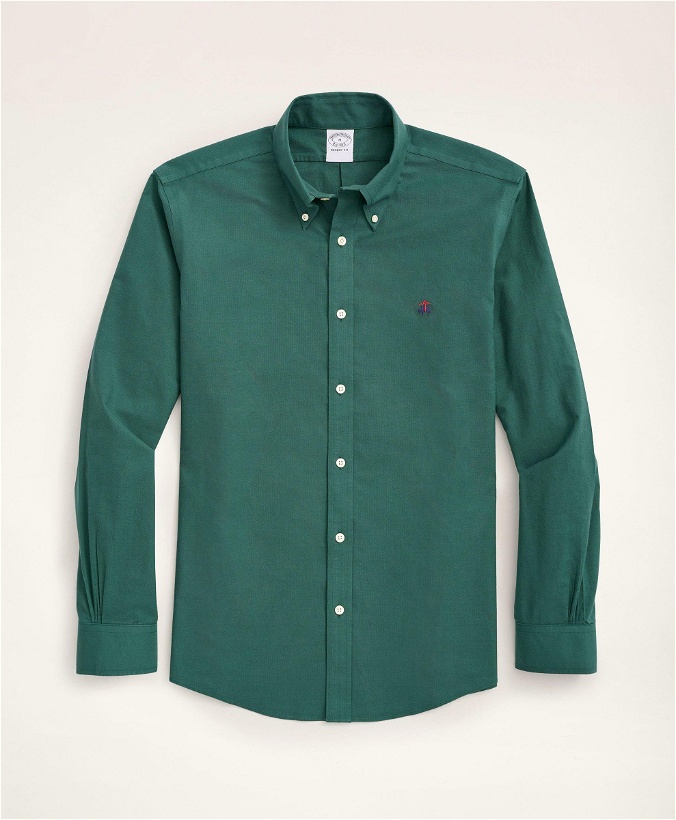 Photo: Brooks Brothers Men's Stretch Regent Regular-Fit Sport Shirt, Non-Iron Oxford Button Down Collar | Green