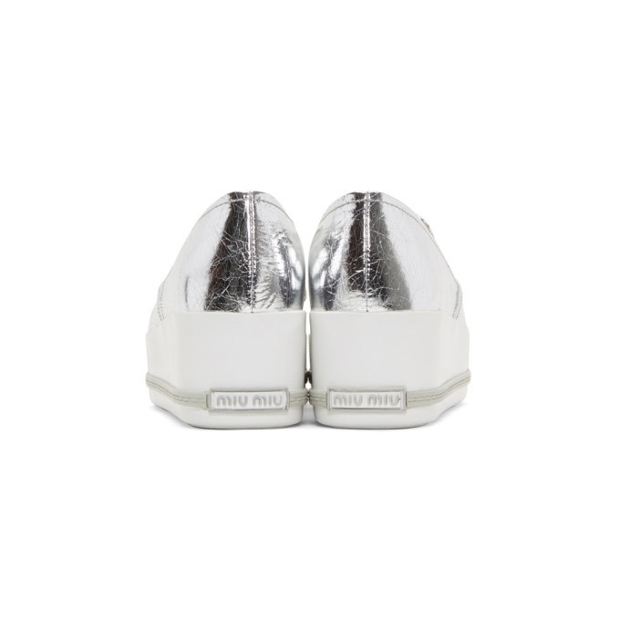 MIU MIU White Leather Platform Sneakers with Crystal Stripes 38.5 | eBay