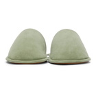 Loewe Green Suede Logo Slippers
