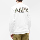 Men's AAPE Long Sleeve Small Face Camo T-Shirt in White