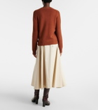 Burberry Belted cotton gabardine midi skirt
