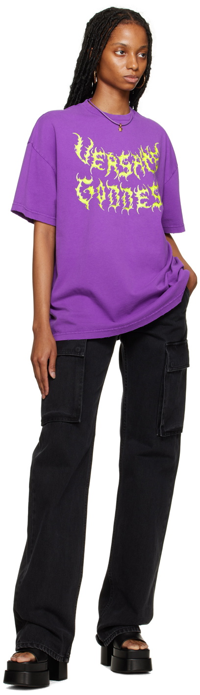 Versace Purple Distressed T-Shirt Versace