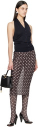 Marine Serre Brown Moon Printed Mesh Midi Skirt