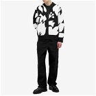 Sacai Men's Floral Embroidered Patch Cardigan in Black/Off-White