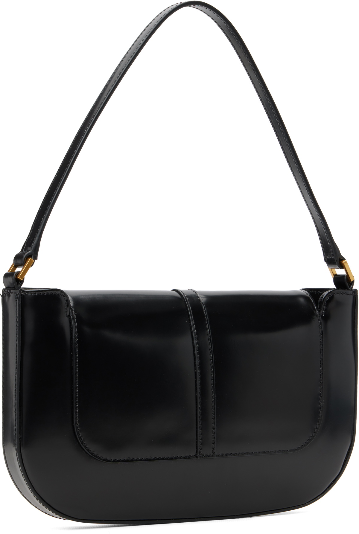 BY FAR Black Miranda Semi Patent Leather Shoulder Bag