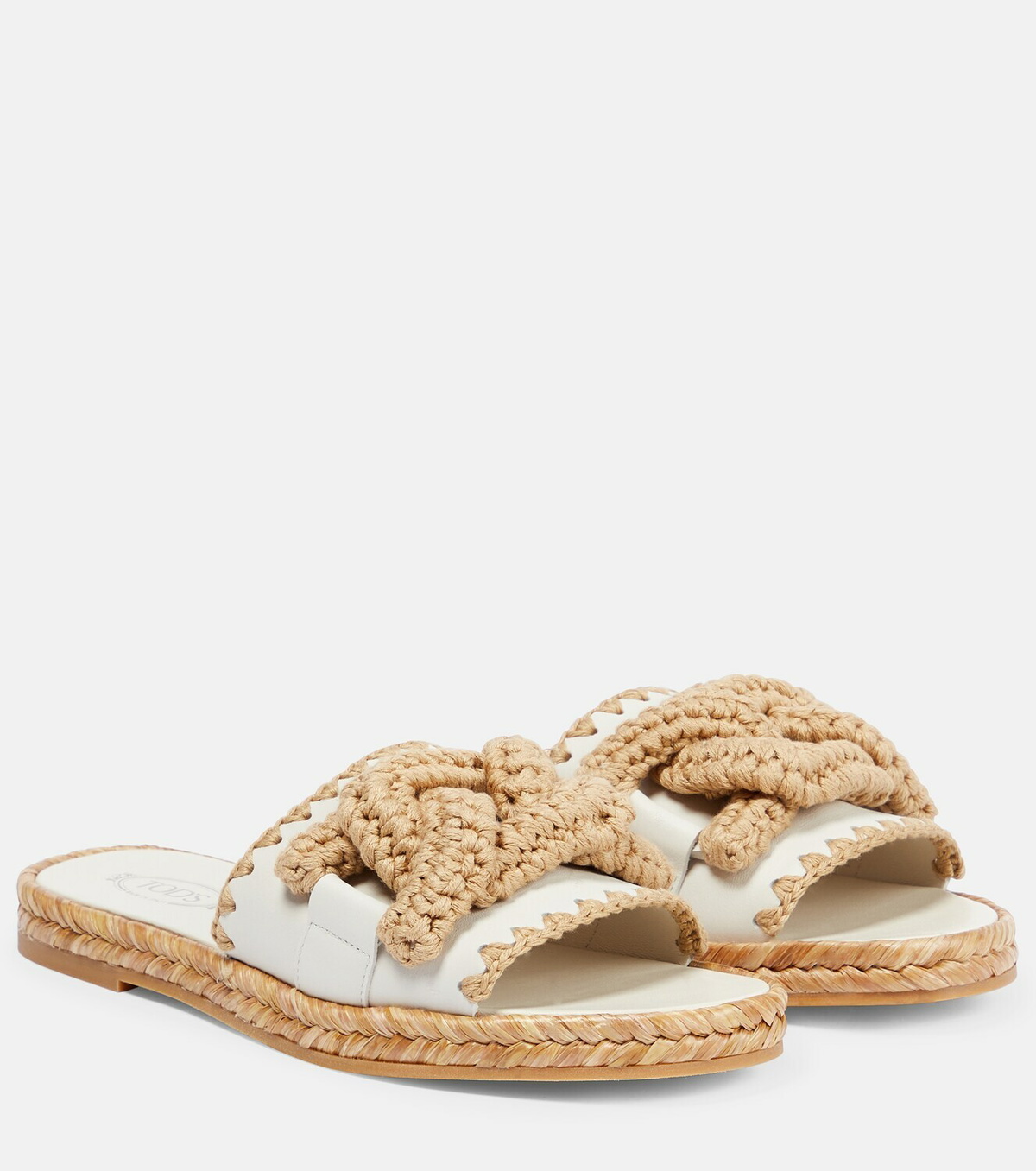 Tod's - Raffia-trimmed leather sandals Tod's