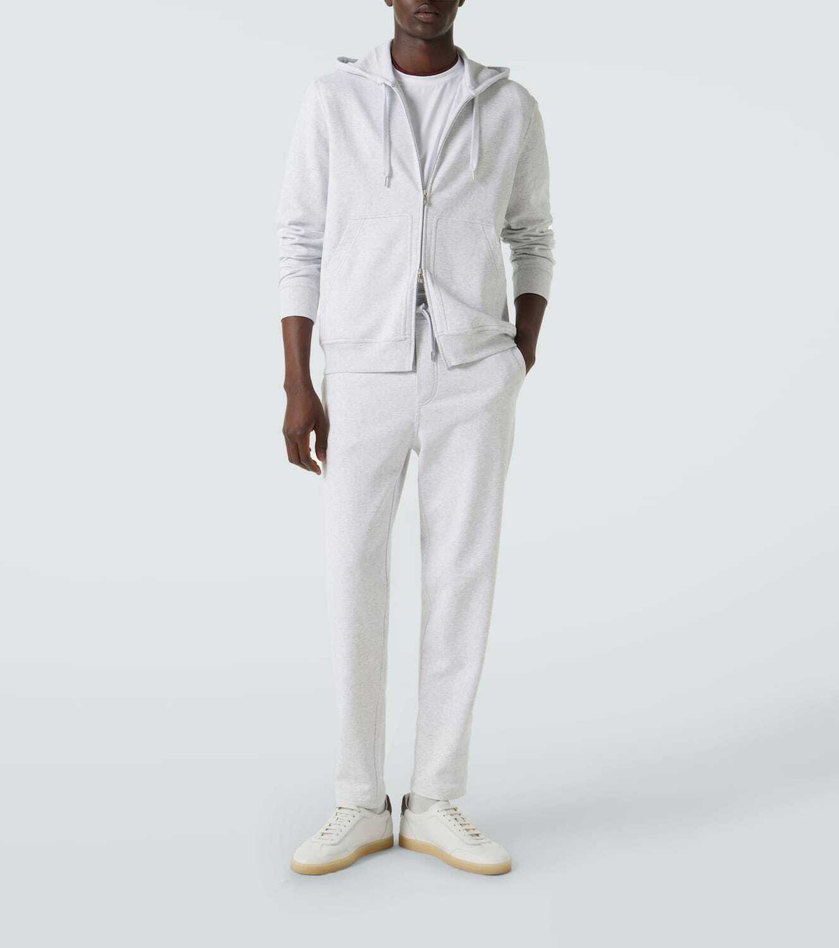Brunello Cucinelli Cotton-blend jersey zip-up hoodie