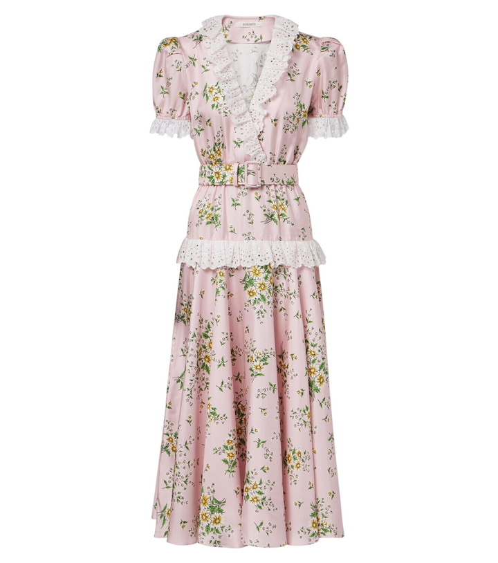 Photo: Rodarte Belted floral silk twill midi dress