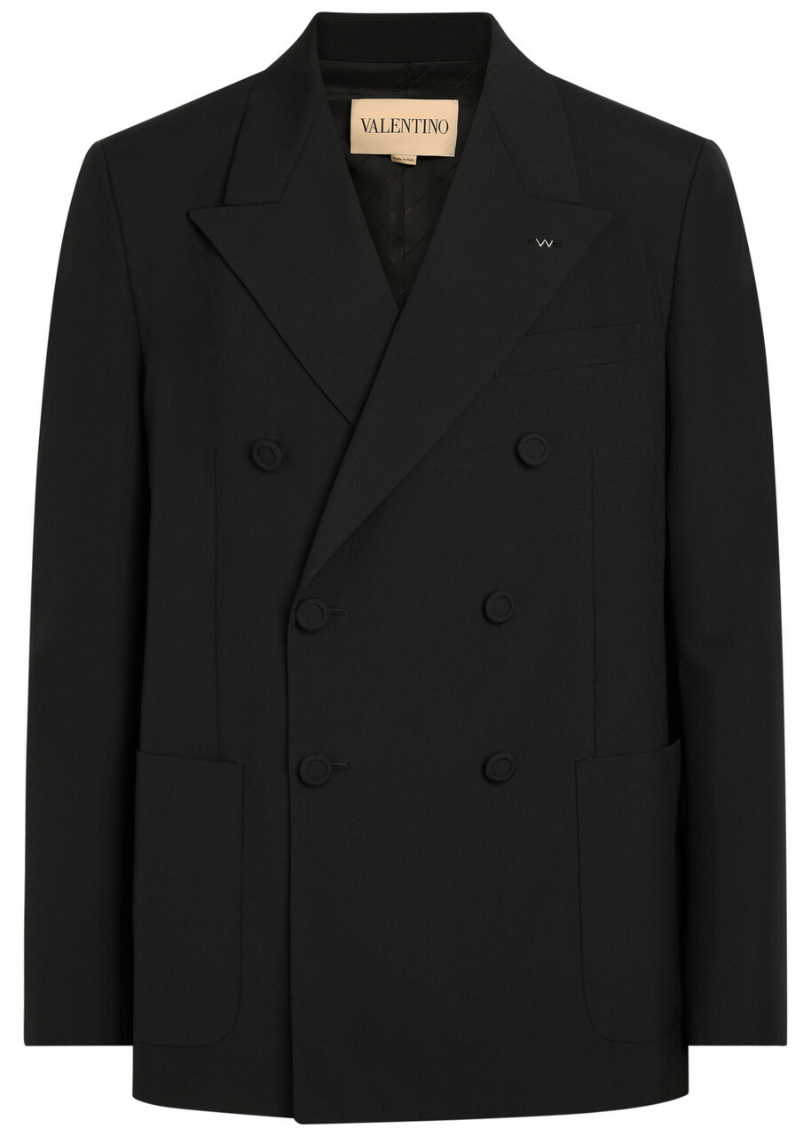 Valentino Garavani Double-breasted Wool Blazer Black