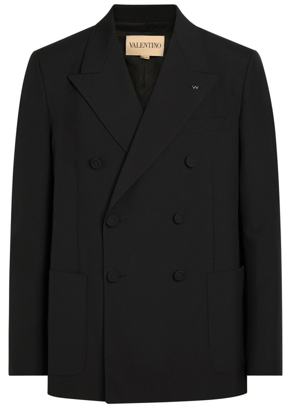 Photo: Valentino Garavani Double-breasted Wool Blazer Black