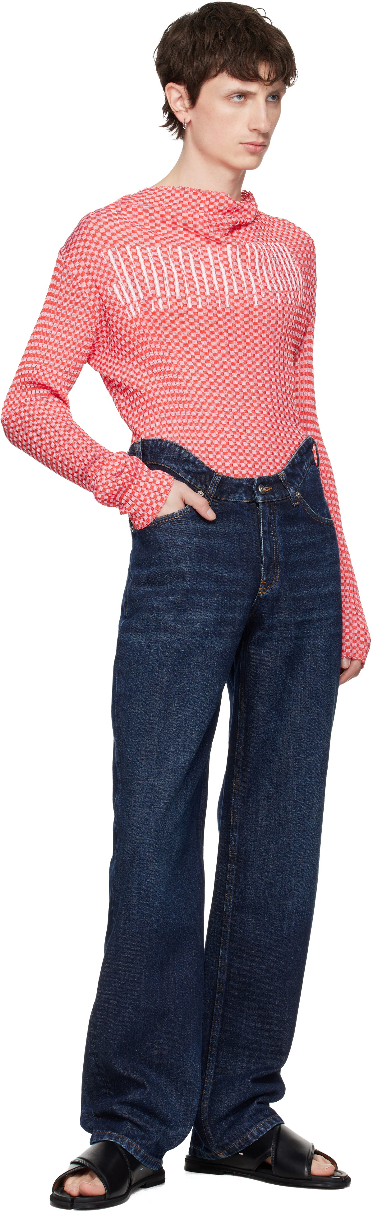 Jean Paul Gaultier Red 'The Gingham' Turtleneck