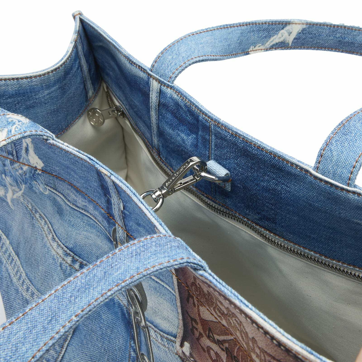 Acne Studios Men's Trompe l’oeil Print Tote Bag in Mid Blue 