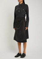 Maison Margiela Wool and Shell Midi Shirt Dress Dark Grey