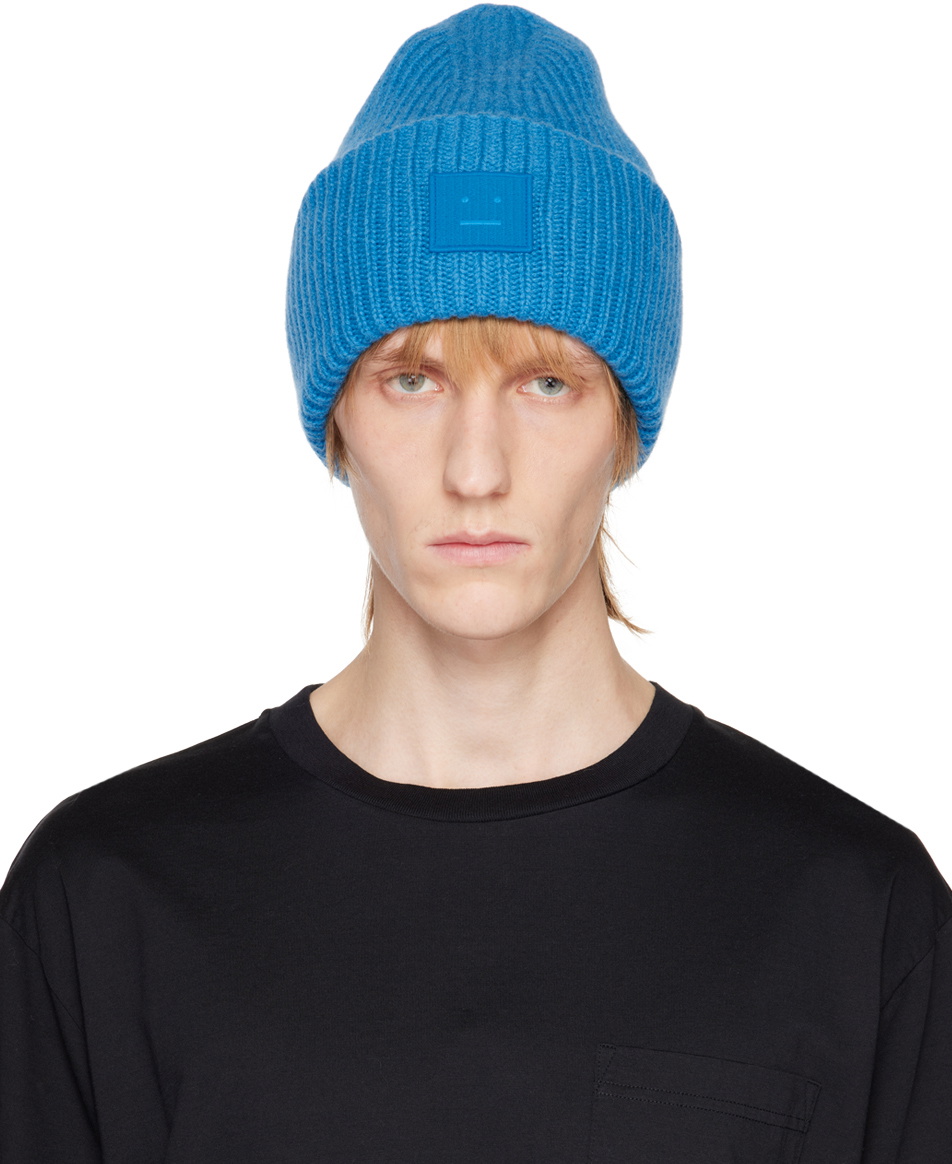 Acne Studios Blue Logo Beanie Acne Studios