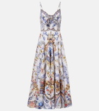 Camilla Embellished printed linen midi dress